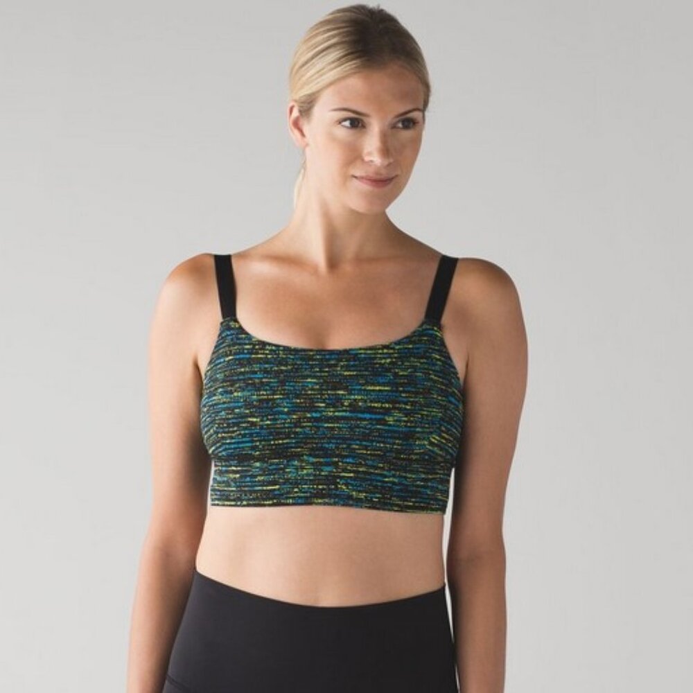 Lululemon Both Ways Bra in Tweed Runner Shocking Blue and Black, 6